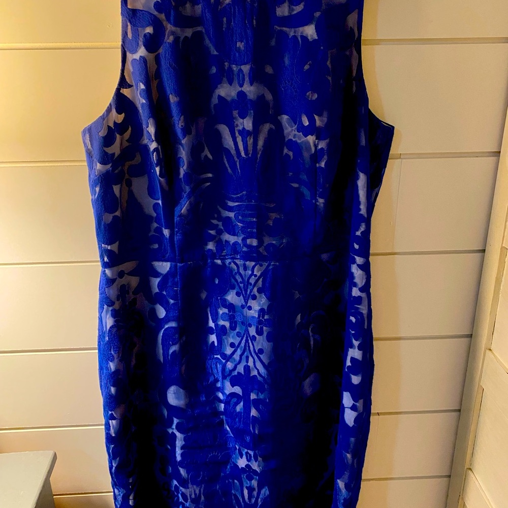 Beautiful embroidered blue sheath dress Size 10